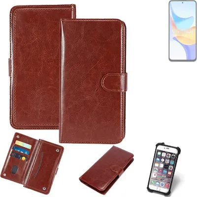 Produktbild von K-S-Trade 360° Hülle kompatibel mit Honor Play 50 braun Kunstleder Case BookCase WalletCase Kunstlederederhülle Handyhülle, Rundumschutz Bumper