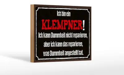 Produktbild von Holzschild Spruch 18x12cm ich bin Klempner kann reparieren