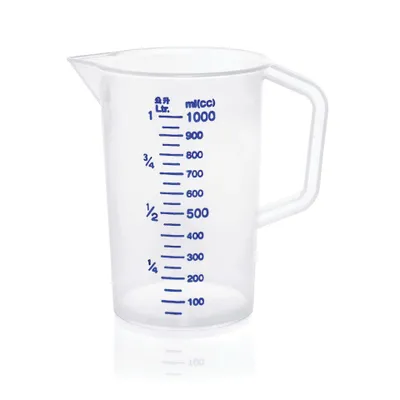 Produktbild von Messbecher - Flüssigkeiten bis 1 Liter - 100ml Skala - Kunststoff - mit Schnabel