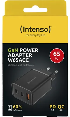 Produktbild von Intenso Power Adapter 1x USB-A/2x USB-C 65W GaN Black