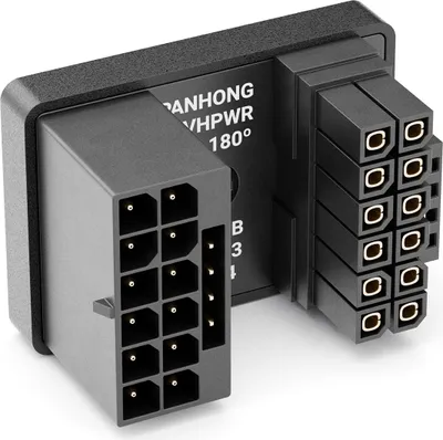 Produktbild von deleyCON PCI-e 5.0 Adapter Winkel 180 Grad 12+4 Pin 16 Pin Typ-B für Grafikkarten Bis 600W GPU 12VHPWR Stecker PCIe - Kompatibel mit GPU Grafikkarten