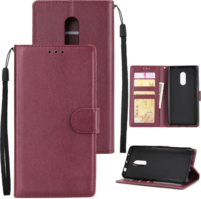 Produktbild von Ultra Slim PolyurethanFull Schutzhülle rutschfest stoßfest Handyhülle mit Kartenablagefach für Xiaomi Redmi Note 4 Rotwein