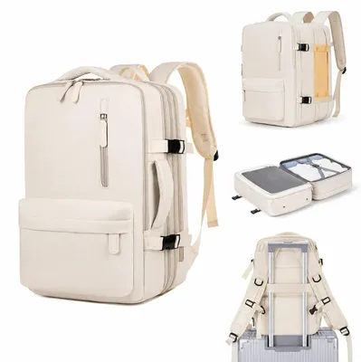 Productafbeelding van Rugzak, waterdicht, met geïntegreerde USB-oplaadpoort, beige