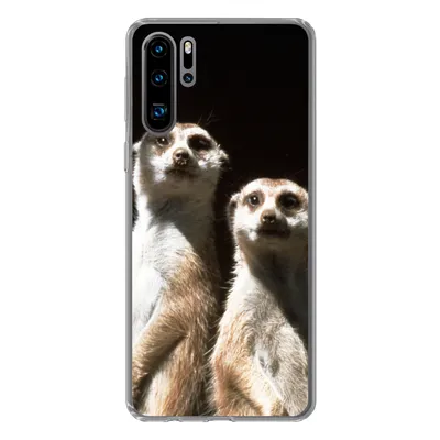 Produktbild von MuchoWow® Handyhülle Schutzhülle Hülle für Huawei P30 Pro Schwarz - Erdmännchen - Tiere Silikon Softcase Handy Hülle - Schutzdeckel