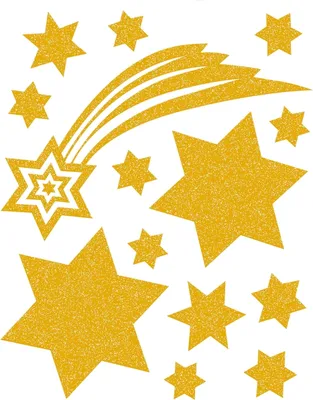 Produktbild von Fensterbilder Sterne Gold 1 Blatt Packung mit 5 Stück