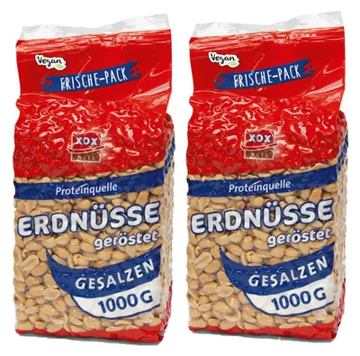 Image de XOX cacahuètes salées, grillées avec soin, croquantes et délicieuses 1000g, paquet de 2