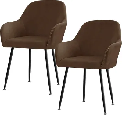 Produktbild von Stretch Stuhlbezug 2er Set braun Esszimmer Stuhlhussen Armlehne hochwertig