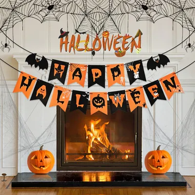 Halloween Banner Happy Halloween Wimpelkette 4-teilig