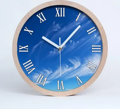 Produktbild von Holzuhr 20fi cm wanduhr - weiße Spitzen - blauer Himmel