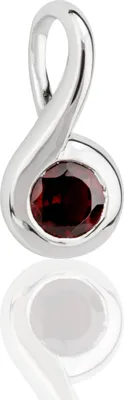 Produktbild von 925 Sterling Silber Kettenanhänger rund mit echtem Granat Anhänger rhodiniert