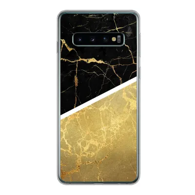 Produktbild von MuchoWow® Handyhülle Schutzhülle Hülle für Samsung Galaxy S10 Marmor - Schwarz - Gold Silikon Softcase Handy Hülle - Handytasche