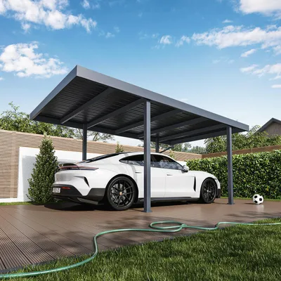 Immagine prodotto di Carport Weide Metta in acciaio – indipendente con tetto a una falda | 3,2 x 5,5 m | Antracite
