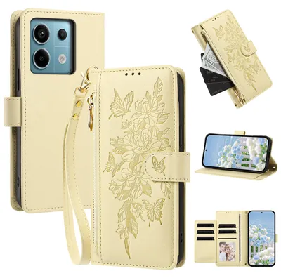 Produktbild von Handyhülle für Xiaomi Redmi Note 13 5G, Wallet Case Kunstleder mit Kartenfächern, Reißverschluss und Handschlaufe Gelb