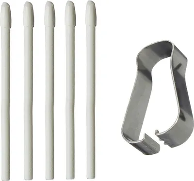 A set of replacement S-Pen tips and a metal clip for a Samsung Galaxy Tab S3/S4.