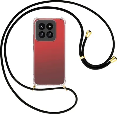 Produktbild von Handykette Backcover-Schutzhülle mit Band (Metall goldfarben) für Xiaomi 14 Pro (23116PN5BC) - schwarz