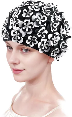 Productafbeelding van Vintage zwemmuts met bloemenprint, elastisch, gemaakt van polyamide en Elasthan, geschikt voor dames en meisjes