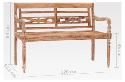 Produktbild von Batavia-Bank, 120 cm, weiß gekalkt, massives Teakholz