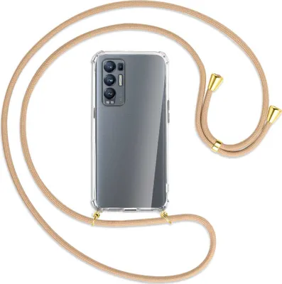 Produktbild von Handykette Backcover-Schutzhülle mit Band (Metall goldfarben) für Oppo Reno5 Pro Plus 5G - beige