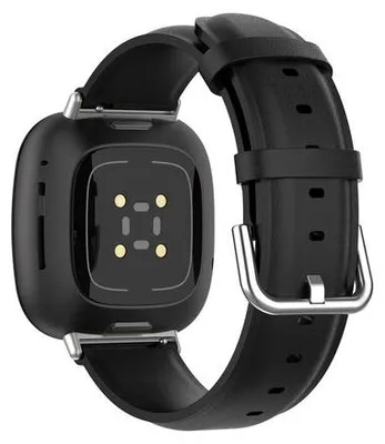 Produktbild von By Qubix passend für Fitbit Versa 3/4 & Sense 1/2 Lederarmband - Schwarz