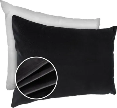 Produktbild von Dekokissen 30x50cm Kissenhülle mit Füllung Kissenbezug mit Reißverschluss Einfarbig Samt Uni Schwarz