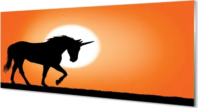 Produktbild von Glasbilder 125x50 Wandkunst Sonnenuntergang Einhorn