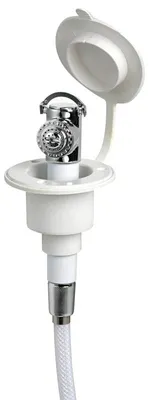Productafbeelding van Drukknoppdouche, witte afwerking, PVC-slang, 2,5 meter, Osculati 15.242.00