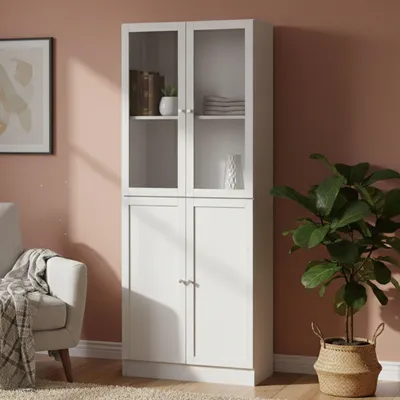 Produktbild von Bücherregal Alysson, Büroregal, Mobiler Buchhalter, Bücherbrett, 79x28 h203 cm, Weiß