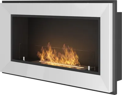 Image de Cheminée Au Bioéthanol Encastrable Frame 900 Simplefire En Blanc Avec Verre