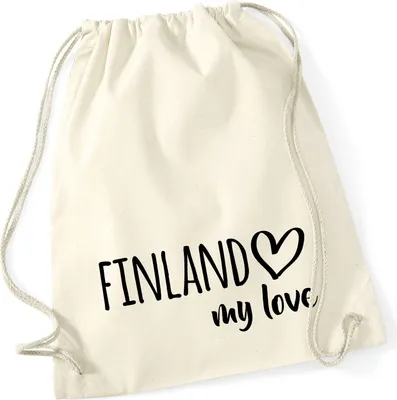 Produktbild von Huuraa Turnbeutel Finland my love 12 Liter Natural Baumwolle Rucksack Geschenkidee