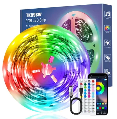 Obrázek produktu pro LED páska, 8 metrů, s dálkovým ovládáním a aplikací, Bluetooth, RGB, pro vytvoření atmosférického osvětlení