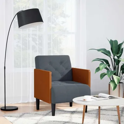 Produktbild von Dunkelgrauer Sessel mit Armlehnen, 55 cm, aus Samt, Möbel, Stühle und Sessel, 18.9 kg