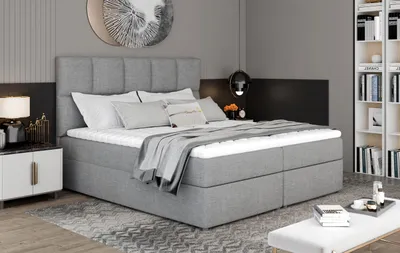 Obrázok produktu pre MOB, Manželská posteľ Boxspring 160 cm - Galasa (svetlosivá) (s matracmi a úl. priestorom)