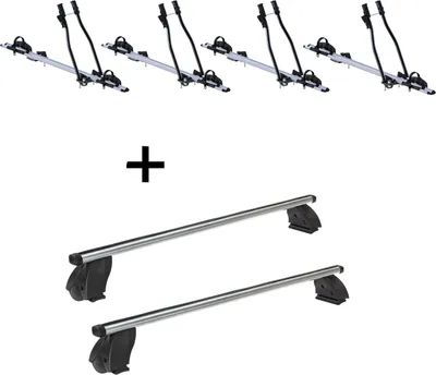 Obrázek produktu pro 4x nosič kol SAGITTAR + hliníkový střešní nosič K1 PRO kompatibilní s VW Traporter (T5) 09-15