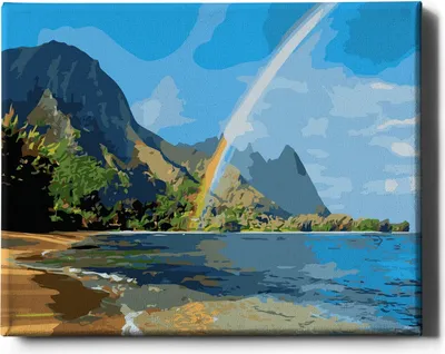 Produktbild von Oh Art! – Malen nach Zahlen Set – 40x50cm, mit Holzrahmen und Pinseln "Regenbögen" DIY