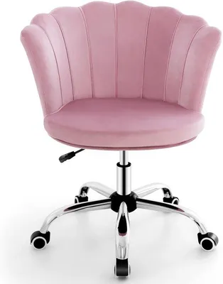 Produktbild von Famanu Bürostuhl Ergonomisch mit Samtbezug - Höhenverstellbar in Rosa