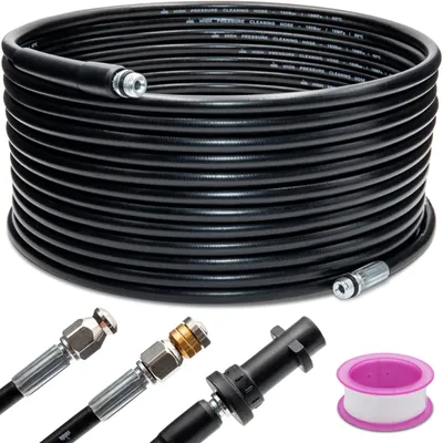 Rohrreinigungsset 20 m für Kärcher K2–K7, 2 Düsen, Adapter, 180 bar