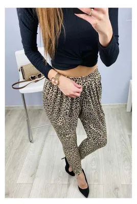Produktbild von Damen Aladin-Hose Haremshose; Leo-Braun L/XL