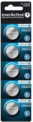 Immagine prodotto di Batterie a bottone al litio everActive CR2016, 3 V, 80 mAh, confezione da 5