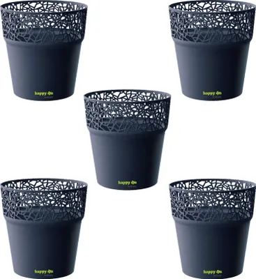 Produktbild von 5er-Set Kunststoff Blumentopf Ibo anthrazit Ø 12,0 cm H 12,0 cm