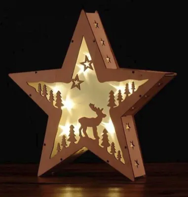 Produktbild von 10 LED Weihnachtsstern Holz Warmweiß Deko
