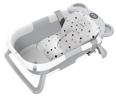 Productafbeelding van Babybadkuip, met geïntegreerde thermometer, antislip ontwerp, grijs