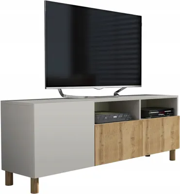 Zdjęcie produktu dla szafka rtv pod telewizor nowoczesna 150cm kaszmir dąb wotan nóżki