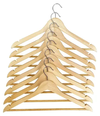 Produktbild von Kleiderbügel Holz Natur mit Steg 8er Pack