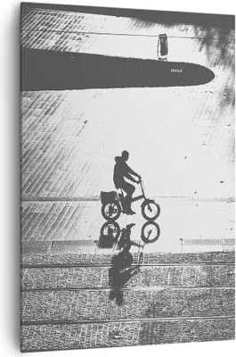 Produktbild von Bild auf Leinwand - Leinwandbild - Einteilig - Schwarzweiß Radfahrer Einsamkeit - 70x100cm - Wand Bild - Wandbilder - Leinwanddruck - Wanddekoration - Leinwand bilder - Wandbild - PA70x100-4479