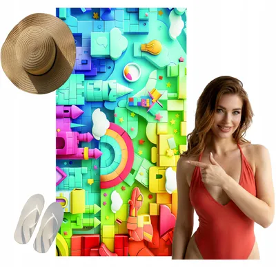 Produktbild von Baumwolle world Strandtuch Mikrofaser XXL 100x180 Schnelltrocknend Bunt