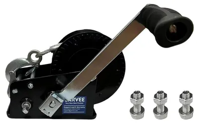 Produktbild von Manuelle Anhänger Handseilwinde - Boots- und Autowinde - Zugkraft 1600 kg - 10 m Stahlseil - Ergonomischer Griff - Silber