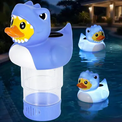 Produktbild von Solar Dosierschwimmer Ente LED – 4x3" Tabs, einstellbar, UV-beständig | Für Pool, Whirlpool, Spa
