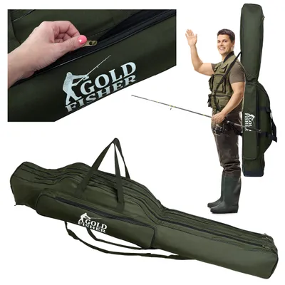 Imagen del producto de Funda para cañas de pescar Gold Fisher de 140 cm, con 3 compartimentos