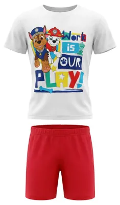 Produktbild von Paw Patrol Kinder kurzarm Schlafanzug Pyjama Nachtwäsche 100% Baumwolle - 122, Weiß