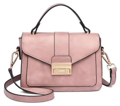 Immagine prodotto di Borsa a tracolla da donna - Piccola borsa a spalla - Design quadrato - Materiale: ecopelle - Borsa a tracolla e a bandoliera - Rosa